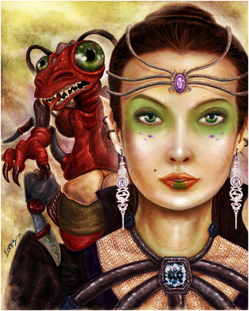 Sapphira and her pet_digital_painting_by_seattle_graphic_designer_lylelopez